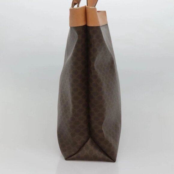 CELINE Macadam Canvas Tote Bag PVC Leather Brown Gold Auth mr1098 - Picture 5 of 16